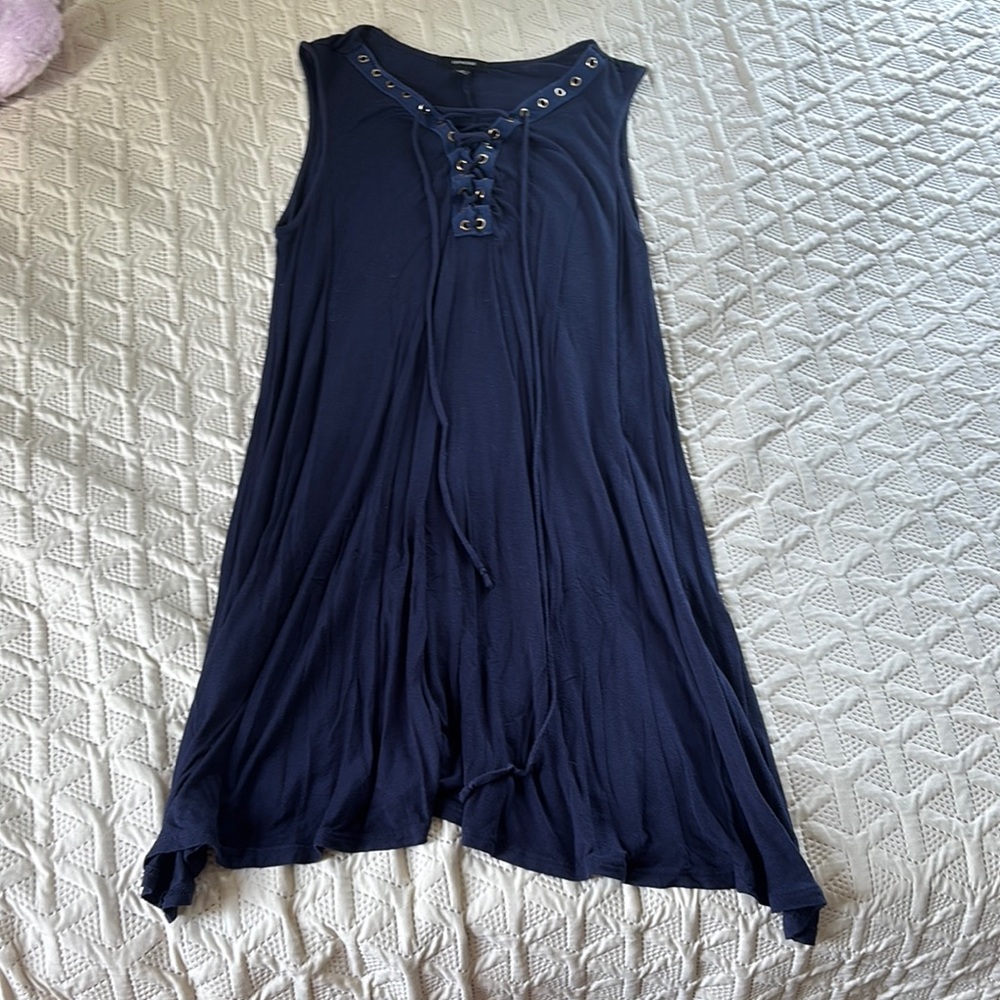 Navy Lace-Up Dress